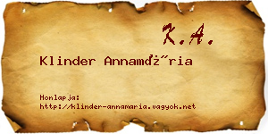 Klinder Annamária névjegykártya